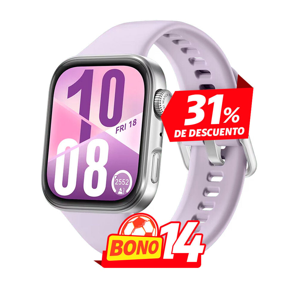 Huawei Watch FIT 4 morado con pantalla digital y diseño deportivo disponible en Claro Guatemala