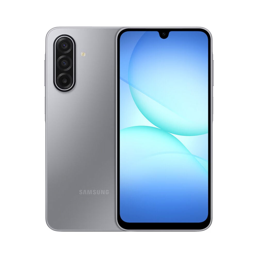 Samsung Galaxy A17 5G gris vista frontal y trasera con logo 5G en Claro Guatemala