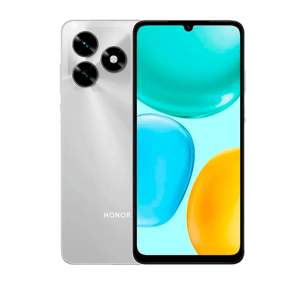 Honor X5C Plus gris vista frontal y trasera con pantalla activa en Claro Guatemala