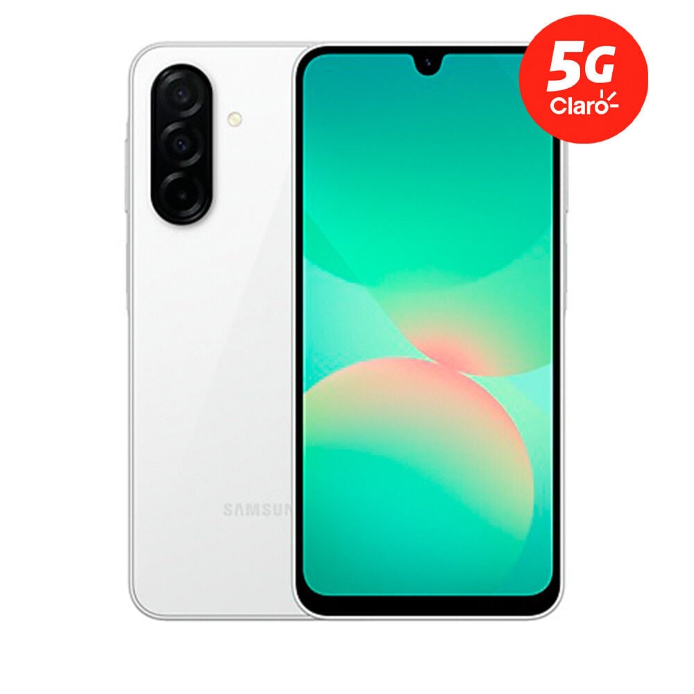 Samsung Galaxy A26 blanco con conectividad 5G y diseño moderno en Claro Guatemala