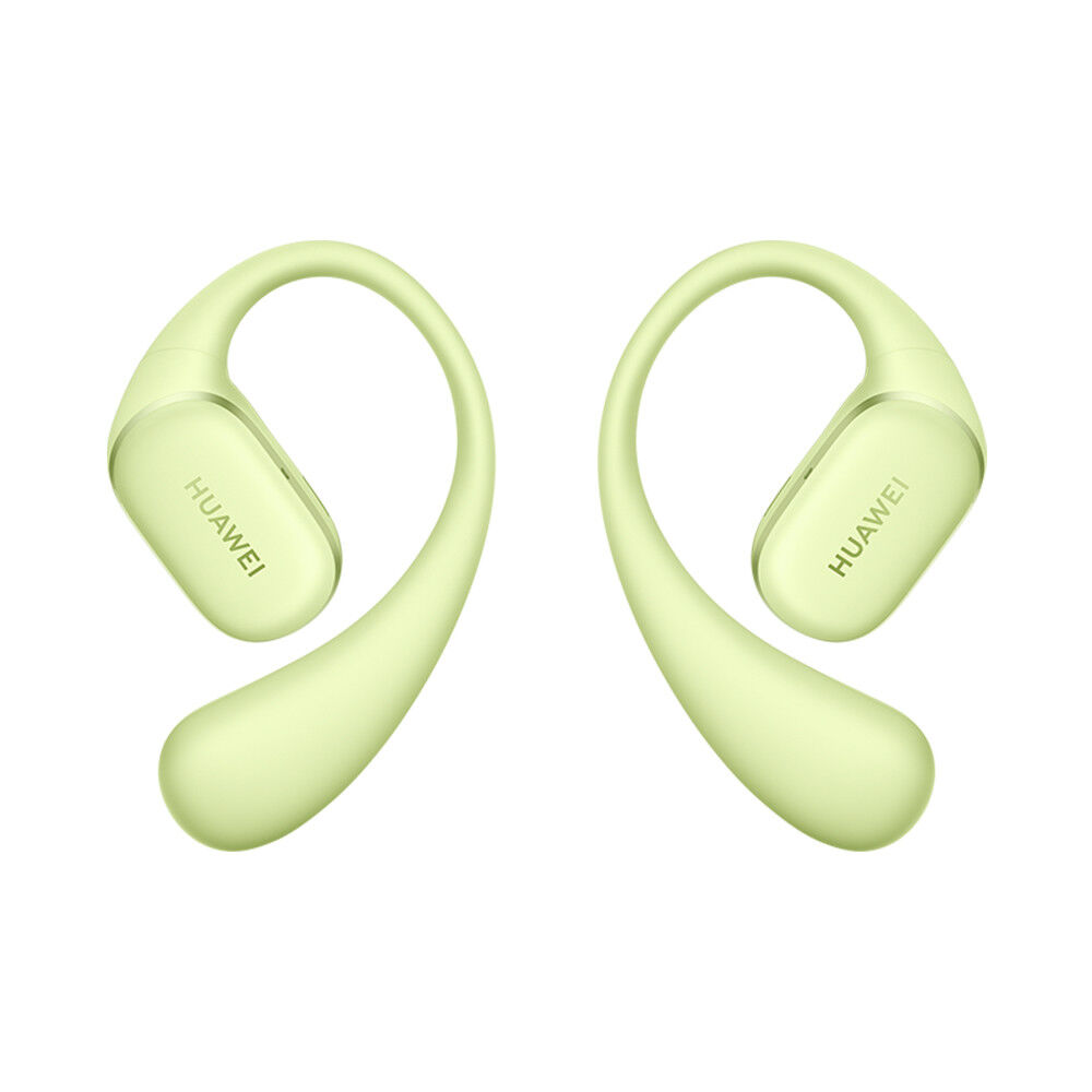 Perfil lateral de los Huawei FreeArc verde con diseño abierto y acabado moderno en Claro Guatemala